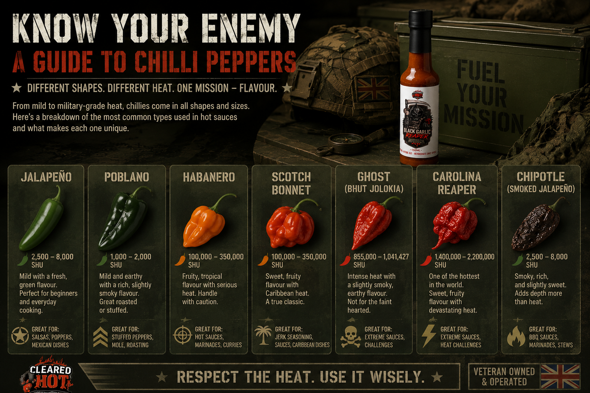 Cleared Hot, different types of chillies explained in a chart.