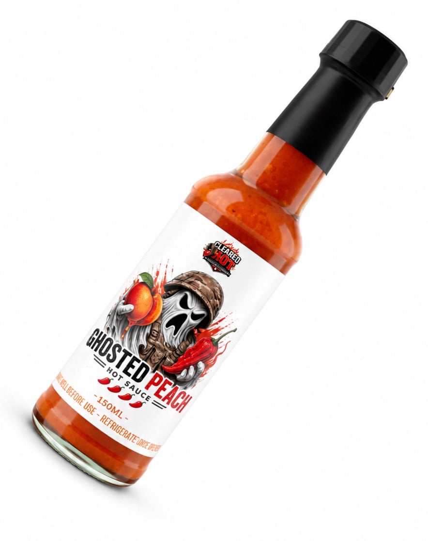 Ghosted Peach Hot Sauce.